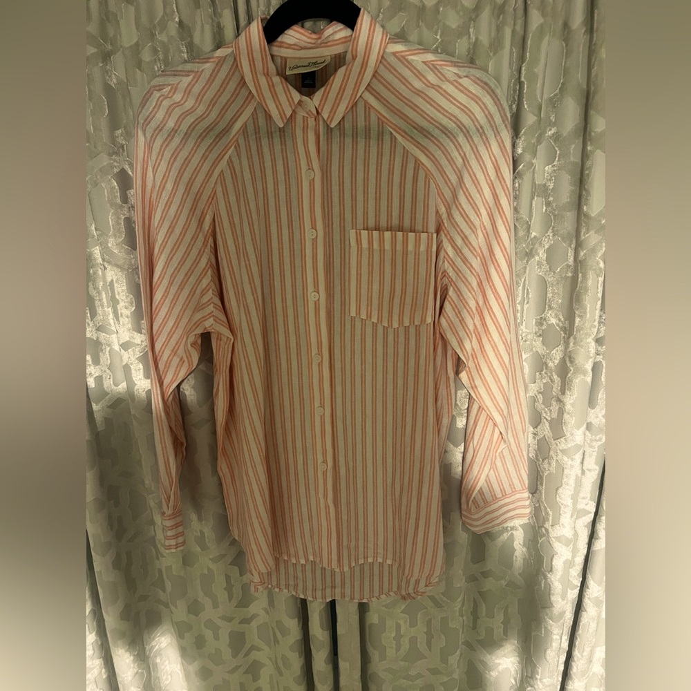 Pink and white stripe women’s blouse
